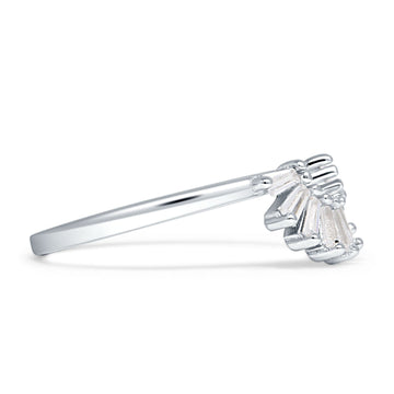 Contoured Wedding Band Half Sun Baguette Cubic Zirconia 925 Sterling Silver Wholesale